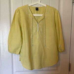 GAP Yellow 3/4 Sleeve Tie Front Blouse